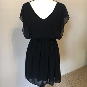 Gianni Binni Black Dress w/ Sheer Overlay SzL